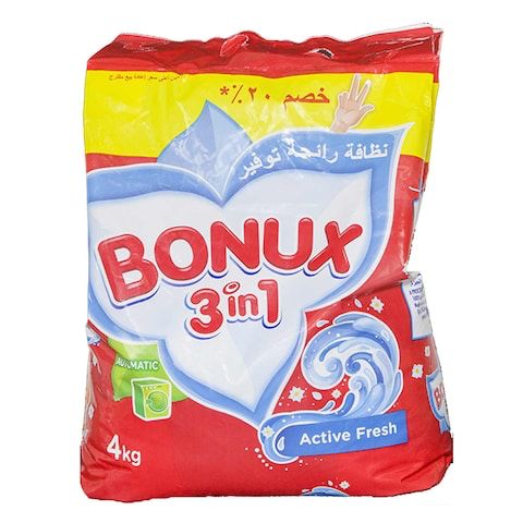 Bonux 3 in 1 Active Fresh Detergent Powder 4KG